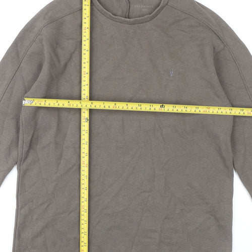 AllSaints Men’s Brown Small Crew Neck Cotton Sweatshirt