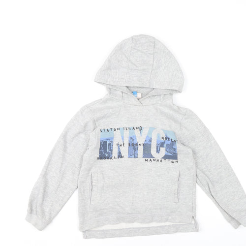 Hullabaloo Boys Grey Pullover Hoodie 7-8 Years NYC Graphic Print Casual