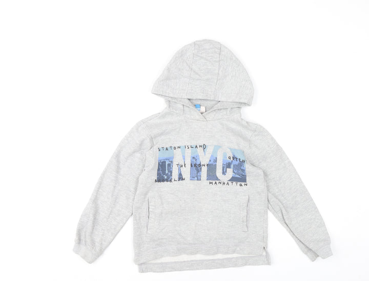Hullabaloo Boys Grey Pullover Hoodie 7-8 Years NYC Graphic Print Casual