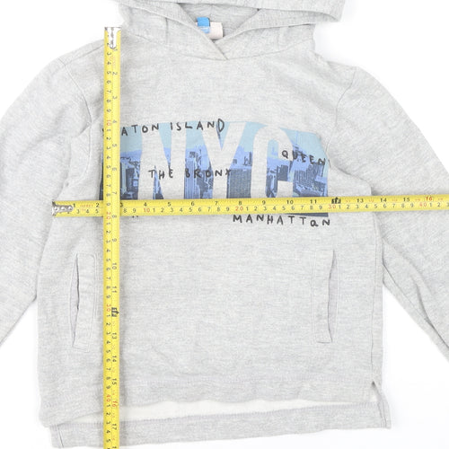 Hullabaloo Boys Grey Pullover Hoodie 7-8 Years NYC Graphic Print Casual