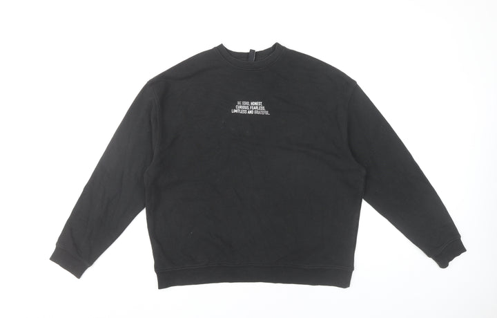 Nobody's Child Womens Black Small Sweatshirt Organic Cotton Blend