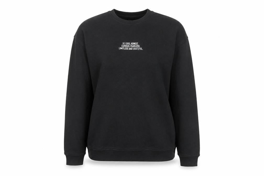 Front view of Nobody's Child women’s black small sweatshirt organic cotton blend