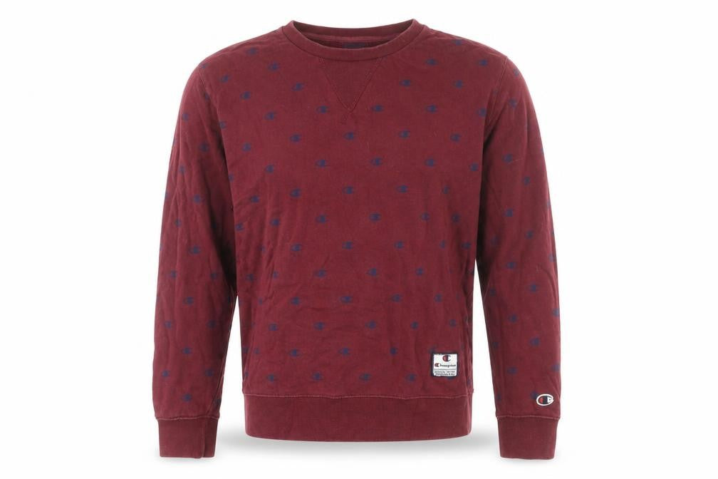 Front view of Champion Men’s Red XS Pullover Sweatshirt Logo Crew Neck
