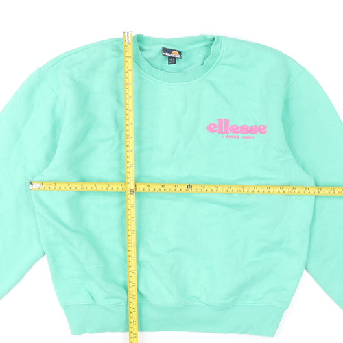Ellesse Women’s Green Logo Sweatshirt UK 12 Pullover Long Sleeve