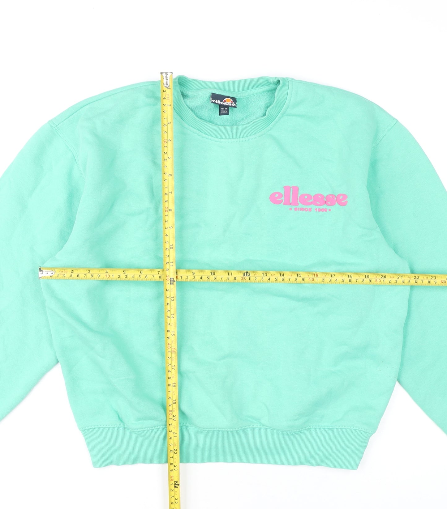 Ellesse Women’s Green Logo Sweatshirt UK 12 Pullover Long Sleeve