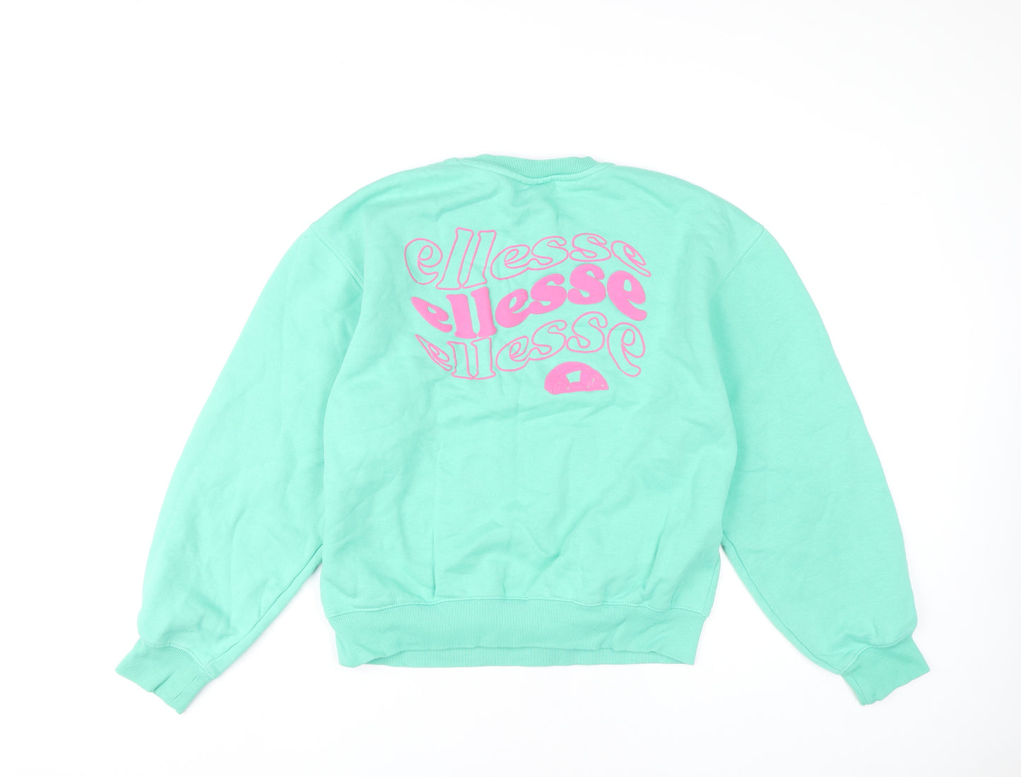 Ellesse Women’s Green Logo Sweatshirt UK 12 Pullover Long Sleeve
