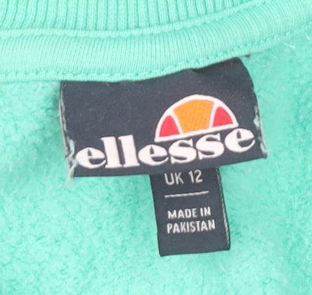 Ellesse Women’s Green Logo Sweatshirt UK 12 Pullover Long Sleeve