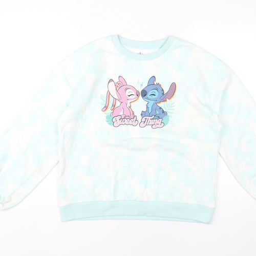 Disney Girls Blue Stitch Sweatshirt 11-12Y Pullover Long Sleeve Casual