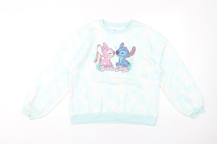 Disney Girls Blue Stitch Sweatshirt 11-12Y Pullover Long Sleeve Casual