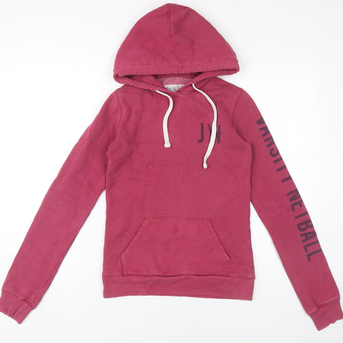 Jack Wills Womens Pink Size 6 Pullover Hoodie Varsity Netball
