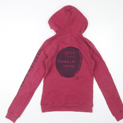 Jack Wills Womens Pink Size 6 Pullover Hoodie Varsity Netball