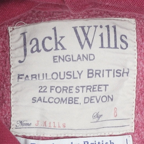 Jack Wills Womens Pink Size 6 Pullover Hoodie Varsity Netball
