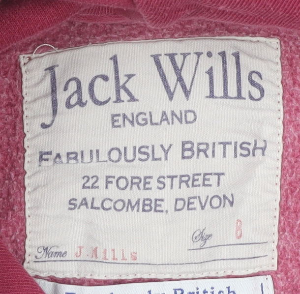 Jack Wills Womens Pink Size 6 Pullover Hoodie Varsity Netball