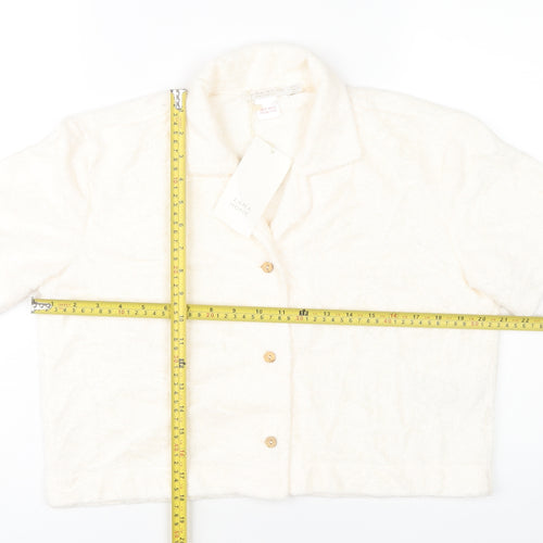 Zara Home Women’s Ivory Cropped Button-Up Shirt Size 8 Short Sleeve