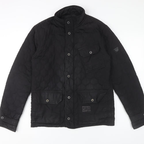Firetrap Men’s Black Quilted Mid-Length Casual Jacket Size M