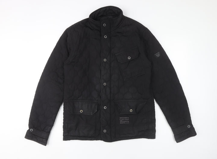 Firetrap Men’s Black Quilted Mid-Length Casual Jacket Size M