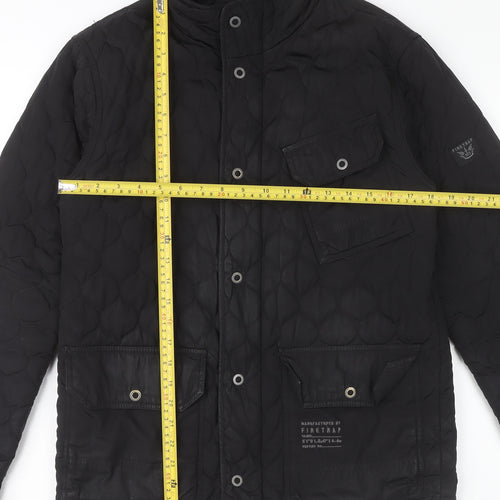 Firetrap Men’s Black Quilted Mid-Length Casual Jacket Size M