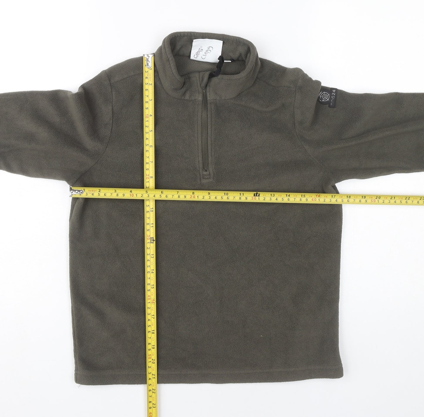 TOG24 Boys Green Fleece 1/4 Zip Sweatshirt Size 12 Years Hiking Outdoor
