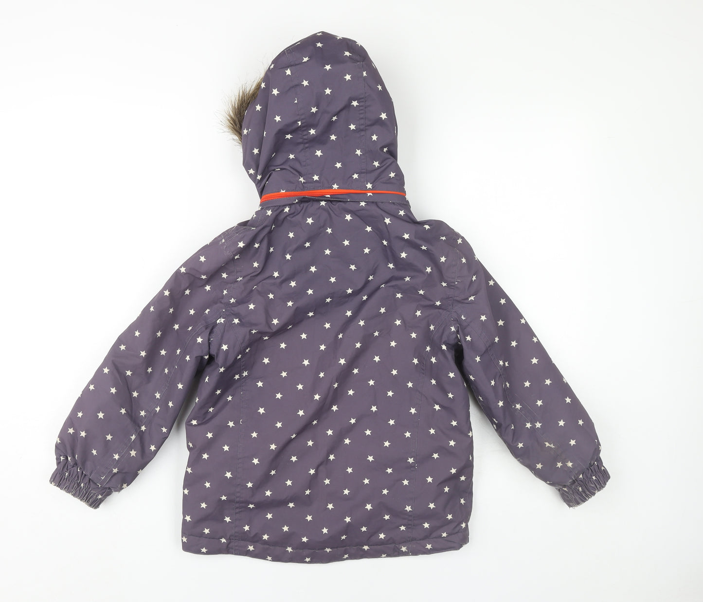 Boden Girls Purple Star Print Parka Coat 6-7 Years Winter Hooded