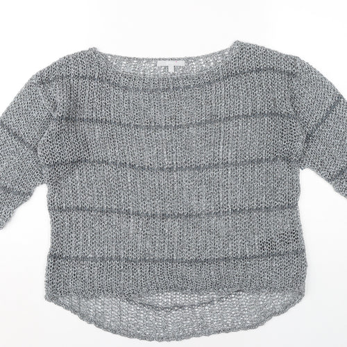 Marks and Spencer Women’s Grey Open-Knit Pullover Jumper Medium