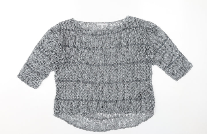 Marks and Spencer Women’s Grey Open-Knit Pullover Jumper Medium