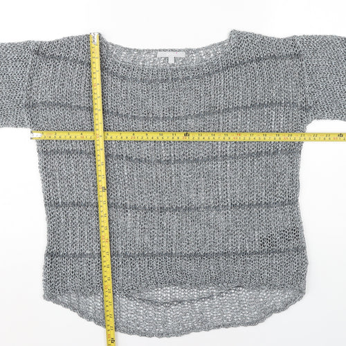 Marks and Spencer Women’s Grey Open-Knit Pullover Jumper Medium
