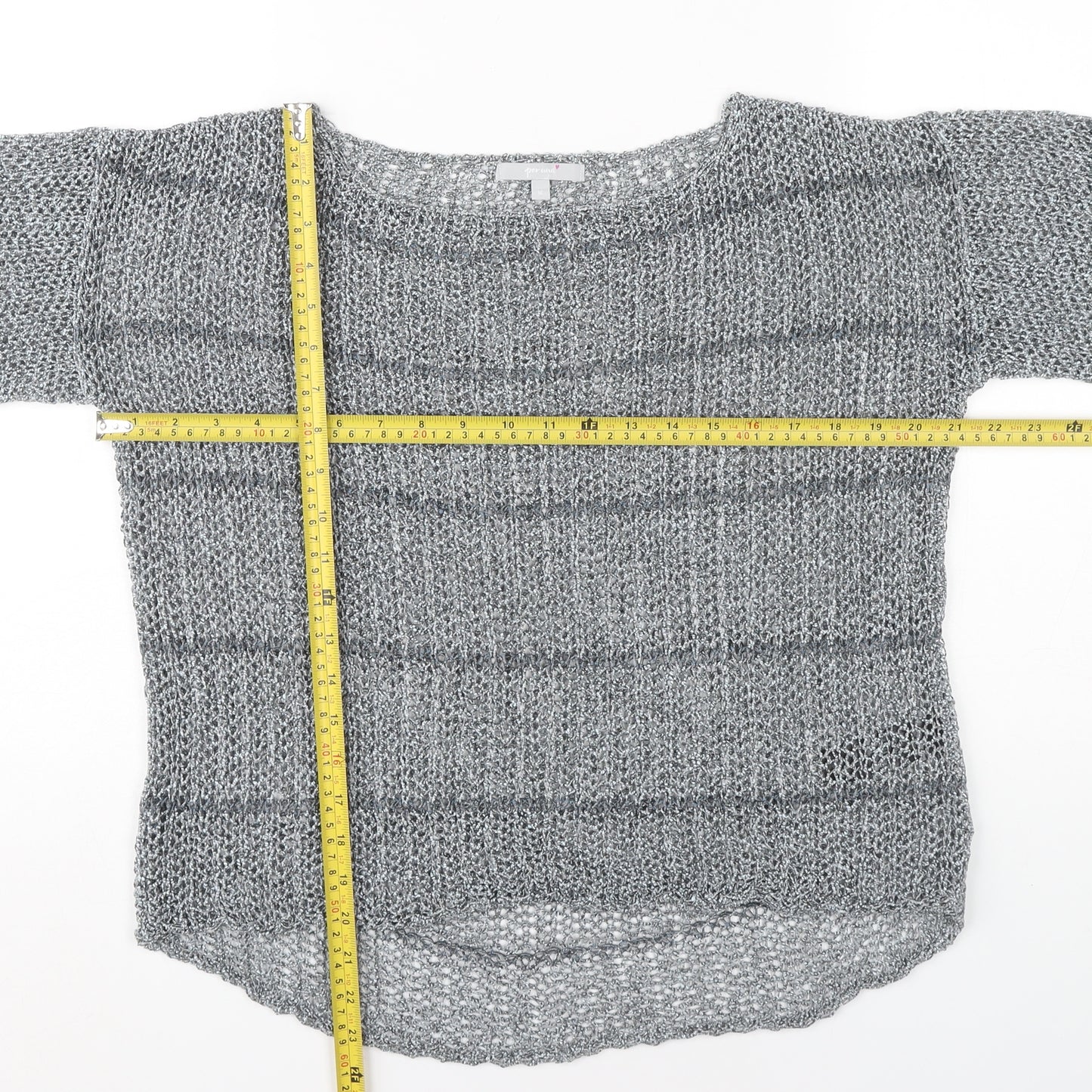 Marks and Spencer Women’s Grey Open-Knit Pullover Jumper Medium