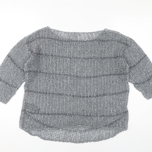 Marks and Spencer Women’s Grey Open-Knit Pullover Jumper Medium