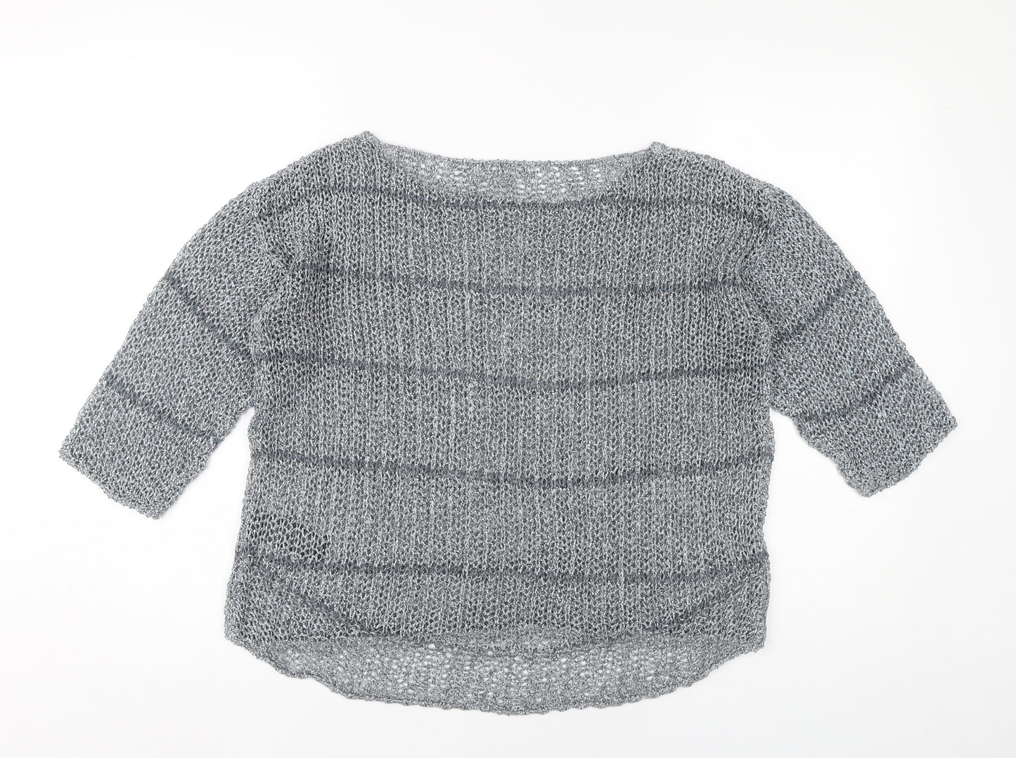 Marks and Spencer Women’s Grey Open-Knit Pullover Jumper Medium