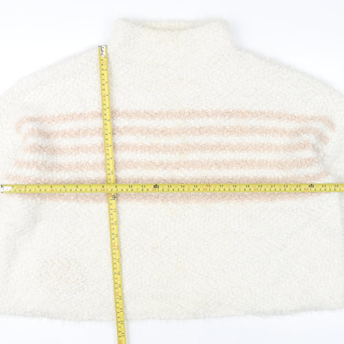 Roman Women’s Ivory Striped Mock Neck Chunky Knit Jumper Size 20