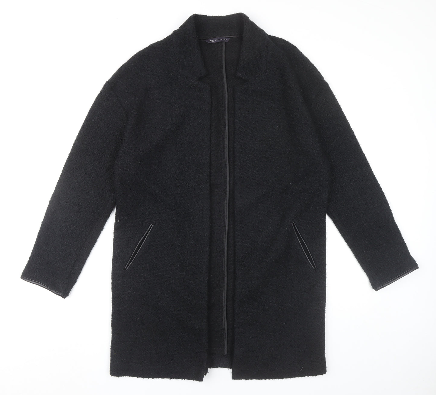 Marks and Spencer Womens Black Collared Longline Cardigan Size 10