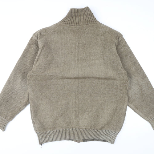 Raphael Valencino Men's Beige XL Knit Zip Jacket Retro Style