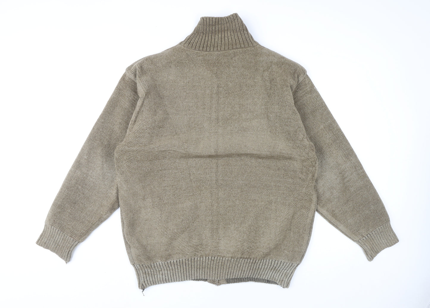 Raphael Valencino Men's Beige XL Knit Zip Jacket Retro Style