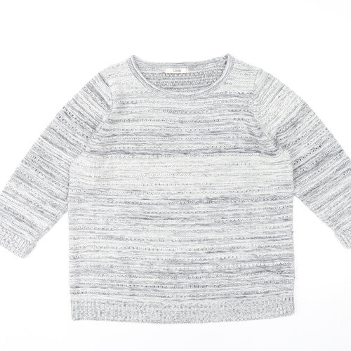 Marks and Spencer Women’s Grey Striped Pullover Jumper Size 16