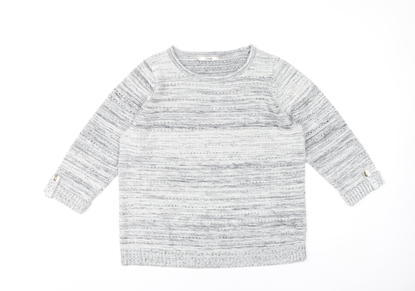 Marks and Spencer Women’s Grey Striped Pullover Jumper Size 16