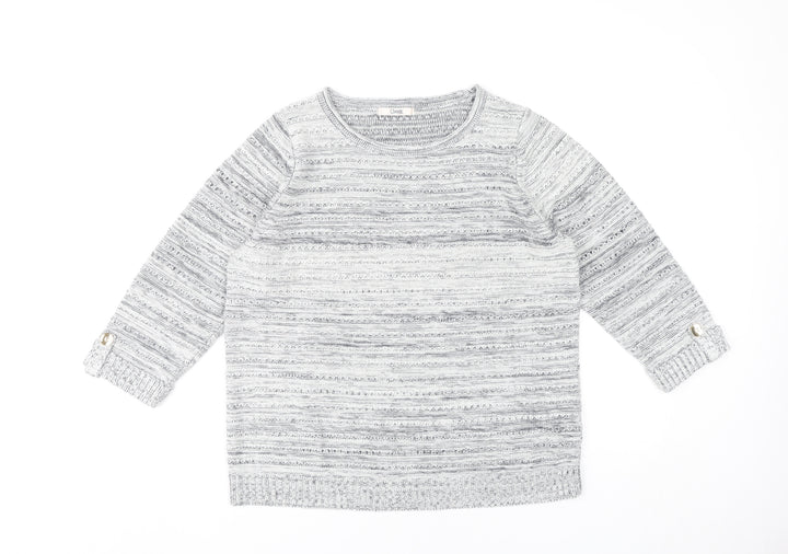 Marks and Spencer Women’s Grey Striped Pullover Jumper Size 16