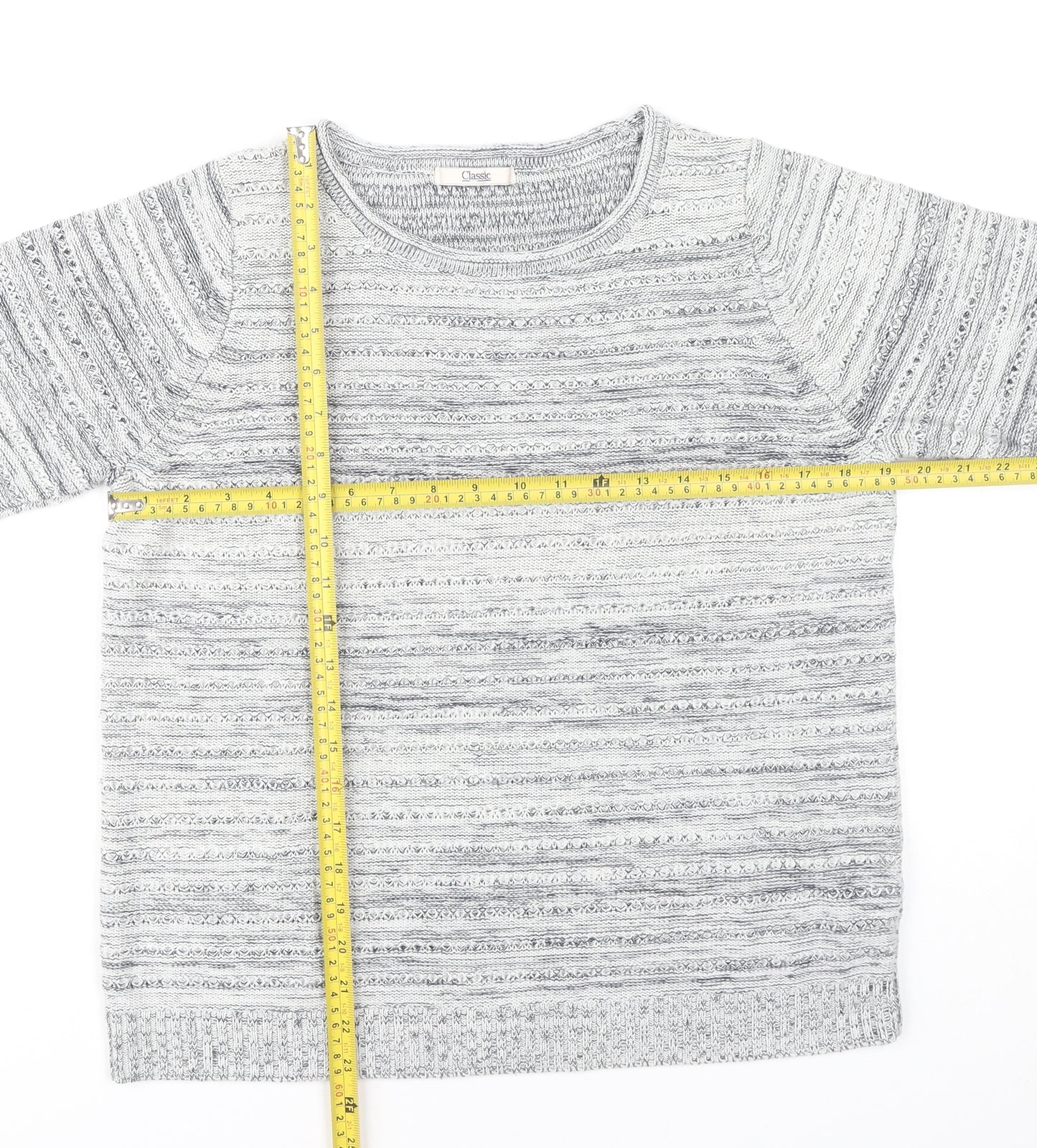 Marks and Spencer Women’s Grey Striped Pullover Jumper Size 16