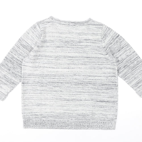 Marks and Spencer Women’s Grey Striped Pullover Jumper Size 16