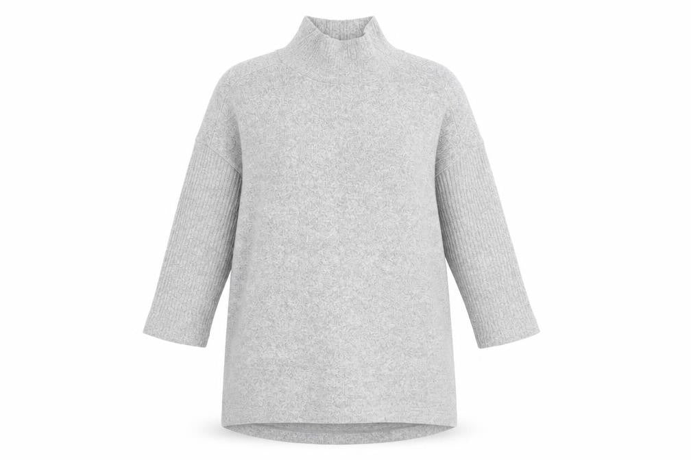 Front view of Marks & Spencer Women’s Grey, size UK 8, Roll Neck Tunic Jumper
