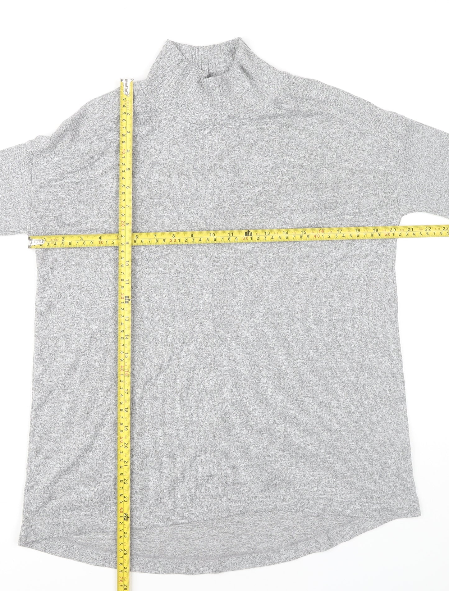 Marks and Spencer Women’s Grey Size 8 Roll Neck Tunic Jumper