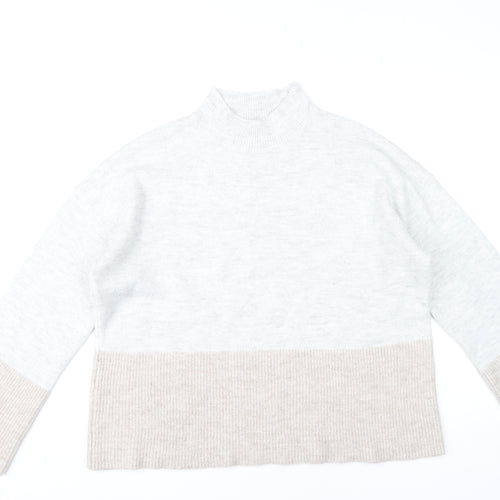 Very Womens Grey Beige Mock Neck Pullover Jumper Size 14
