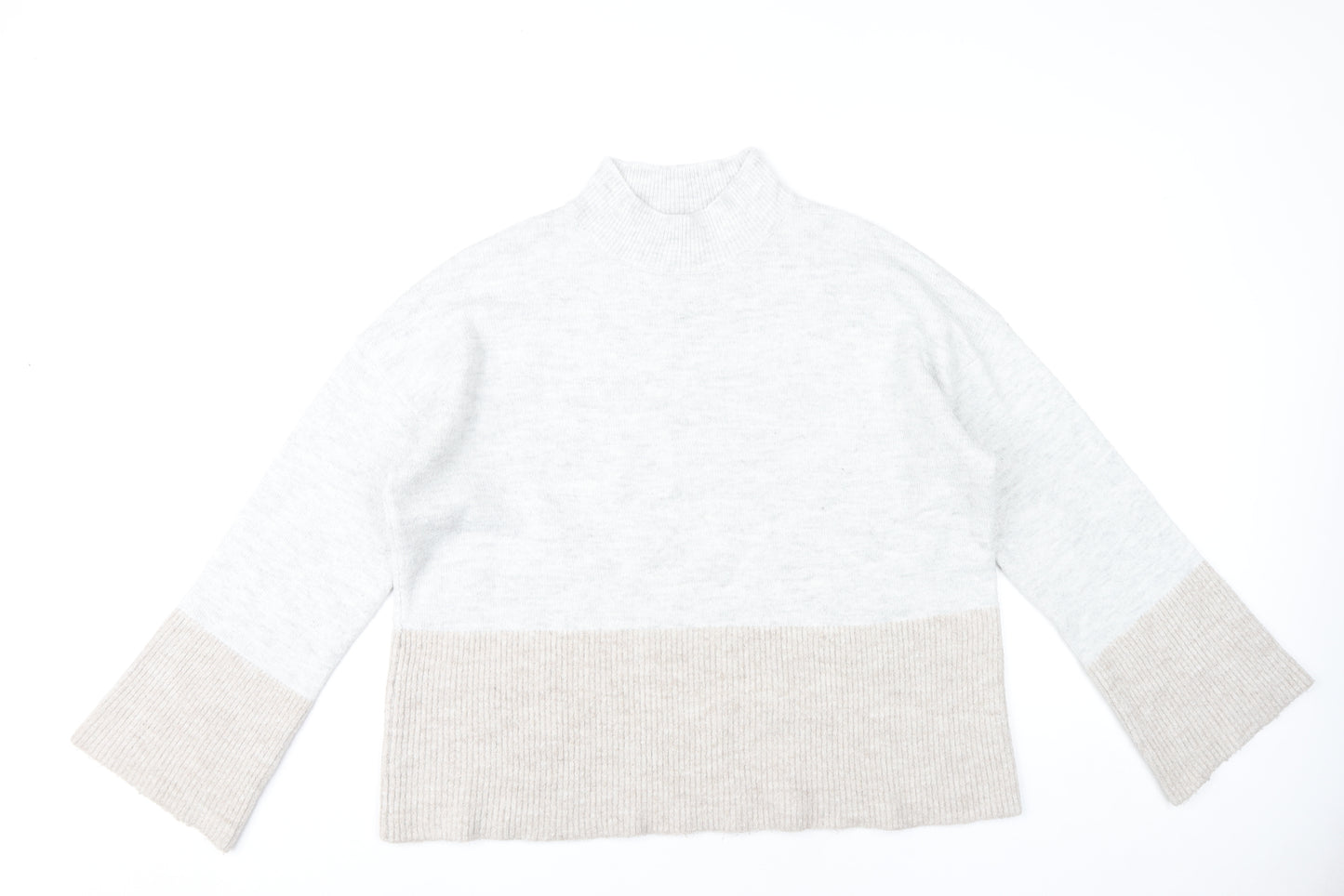 Very Womens Grey Beige Mock Neck Pullover Jumper Size 14
