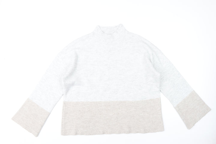 Very Womens Grey Beige Mock Neck Pullover Jumper Size 14