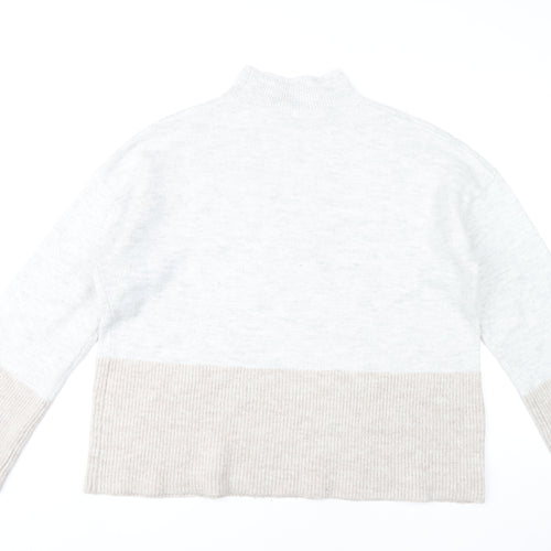 Very Womens Grey Beige Mock Neck Pullover Jumper Size 14