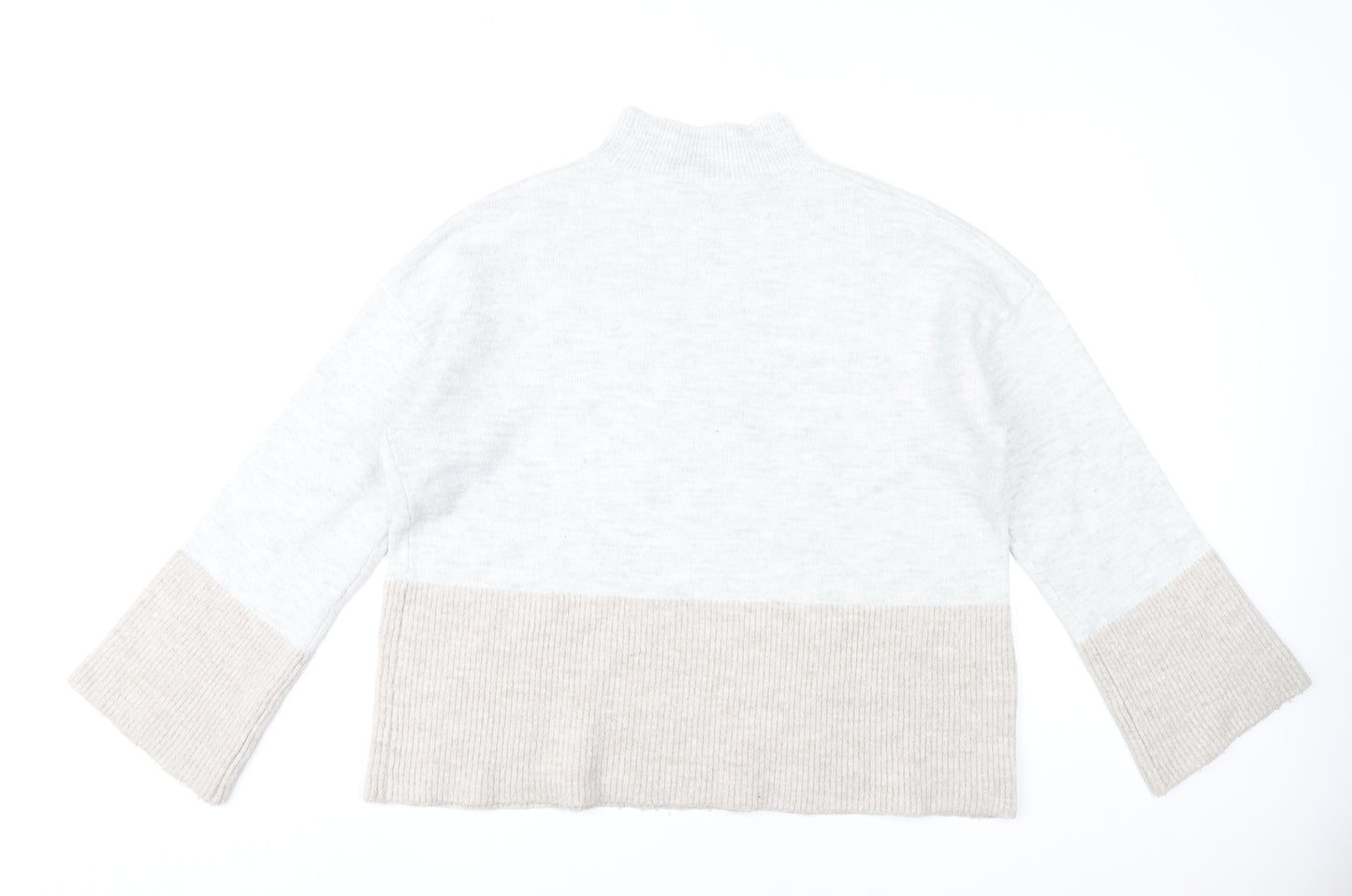 Very Womens Grey Beige Mock Neck Pullover Jumper Size 14