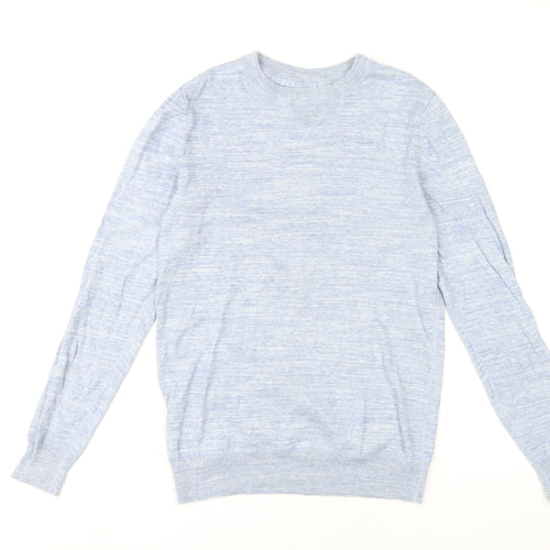 H&M Women Blue Cotton Pullover Jumper Size S Crew Neck Knitwear