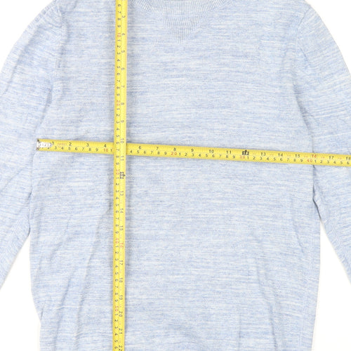 H&M Women Blue Cotton Pullover Jumper Size S Crew Neck Knitwear