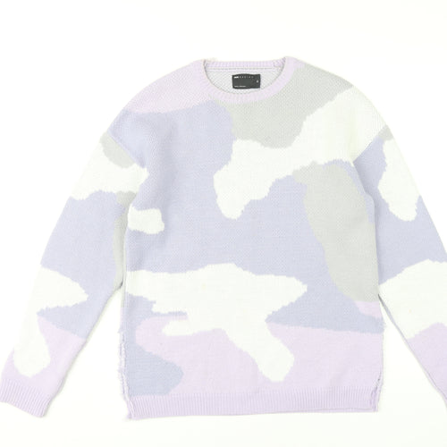 ASOS DESIGN Womens XS Multicoloured Camouflage Crew Neck Pullover Jumper