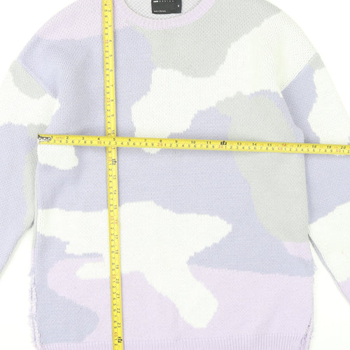 ASOS DESIGN Womens XS Multicoloured Camouflage Crew Neck Pullover Jumper