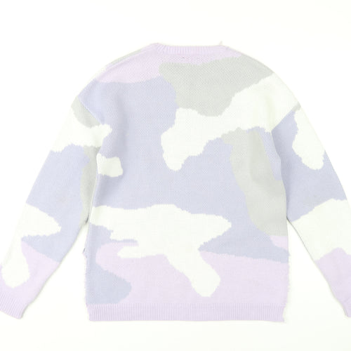 ASOS DESIGN Womens XS Multicoloured Camouflage Crew Neck Pullover Jumper